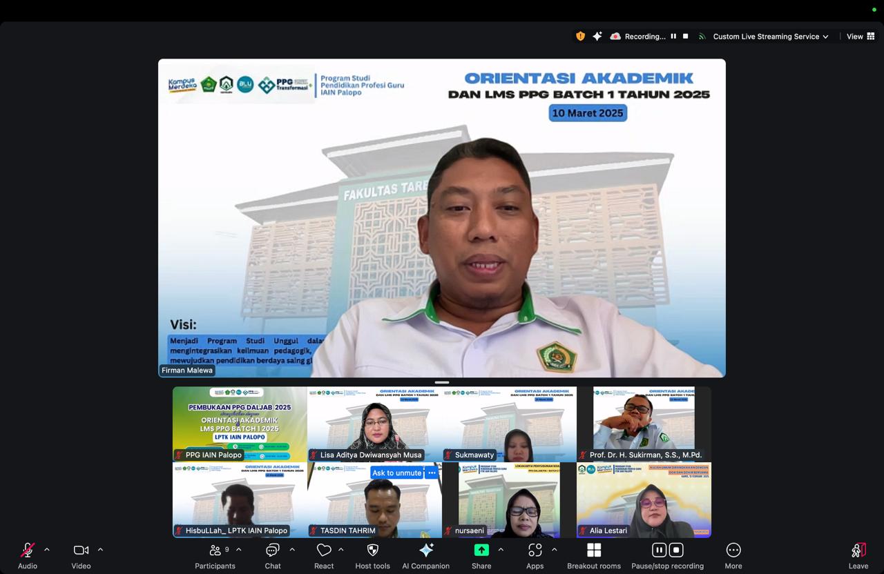 Pembukaan Dirangkaian dengan Orientasi Akademik dan LMS PPG Dalam Jabatan Kemenag RI Batch 1 Tahun 2025 di LPTK IAIN Palopo